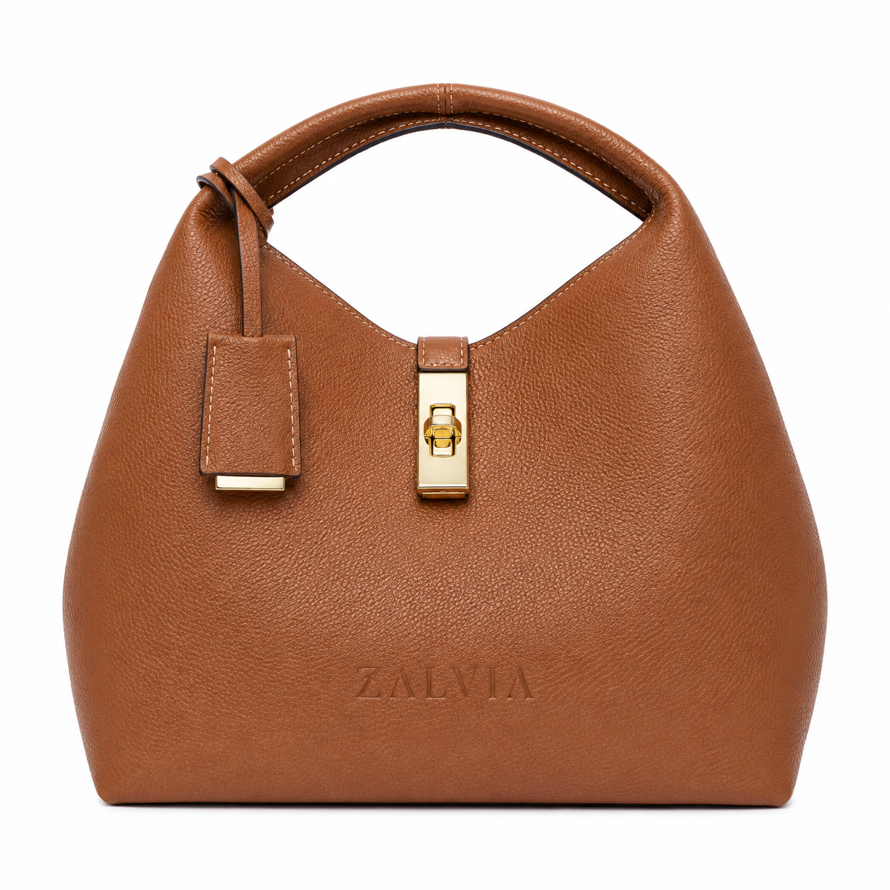 Zalvia Women’s Chestnut Crescent-Lock Hobo Handbag (1) Crescent-Lock Hobo Handbag