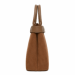 Zalvia Women’s Cognac Belted Suede-Look Handbag - Image 3