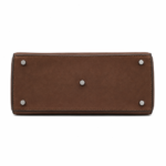Zalvia Women’s Mocha Drawcord Frame Tote Handbag - Image 2