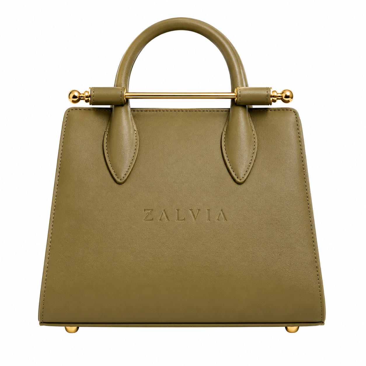 Zalvia Women’s Olive Gold-Bar Frame Executive Handbag (4) Olive Executive Handbag