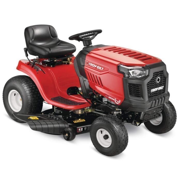 DDD-700x700-1.jpg Troy Bilt Bronco 42 in 19 HP Briggs & Stratton Automatic Drive Gas Riding Lawn Tractor with Mow in Reverse - Image 1