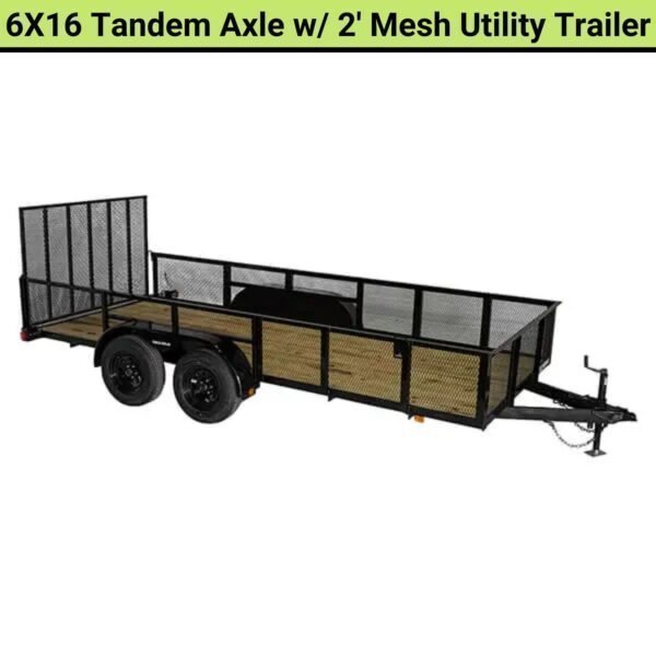 MESH6X16-600x600-1.jpg Triple Crown 6X16 Tandem Axle w/ 2? Mesh Utility Trailer | MESH6X16 - Image 1