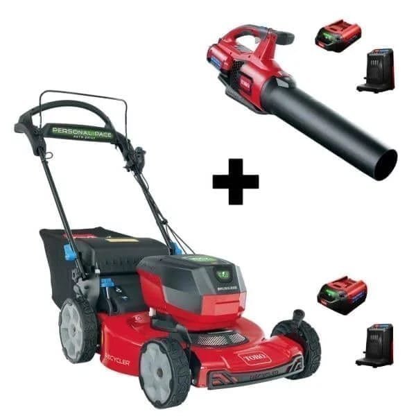 img-1488.jpg Flex-Force 60V Cordless 2-Tool Combo Kit 22 in. Recycler Walk Behind Lawn Mower & Leaf Blower w/Charger & Batteries - Image 1
