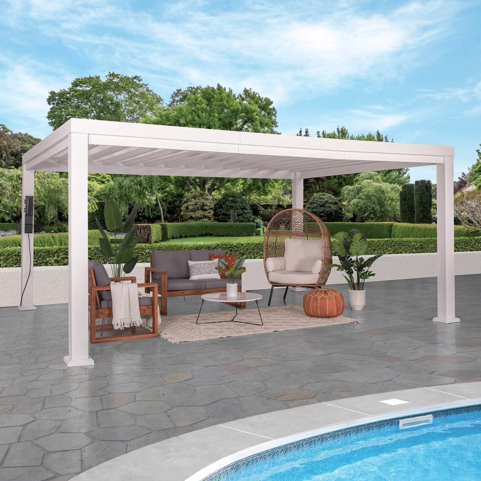 img-267.jpg 16×12 Windham Modern Steel Pergola With Sail Shade Soft Canopy - Image 1